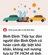 Bình Định: Tiếp tục đón người dân Bình Định có hoàn cảnh đặc biệt khó khăn, không nơi nương tựa từ TP. HCM về tỉnh